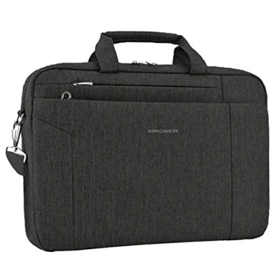 Image of KROSER Laptop Bag 15.6 Inch Water Repellent Briefcase Computer Case Shoulder Bussiness Carrying Handbag Sleeve for Women/Men, Black