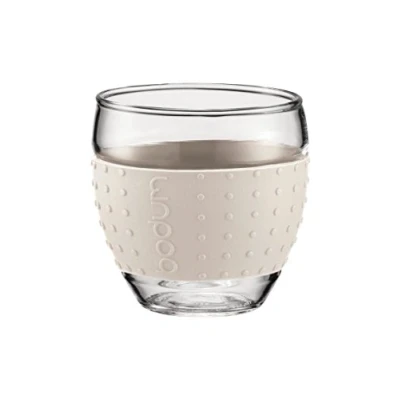 Image of Bodum Pavina Set of 2 Single Wall Glass Mugs, 0.1L, 3oz, Off White