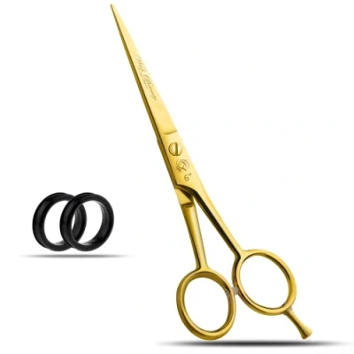 Image of Wishbeauty Hairdressing Barber Hair Scissor for Professional Hairdressers Barbers Stainless Steel Cutting Shears Salon Barbers, Men, Women, Children and Adults (Gold, 6 inches)