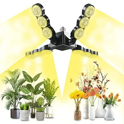 Image of SANSI 60W LED Grow Light for Indoor Plants, 4000K Sunlike Full Spectrum Plant Growing Lamp with 4 Adjustable Lighting Panels Hydroponic Greenhouse Veg (E27 Base, PPF 96 umol/s, Coverage 8 Sq Ft)