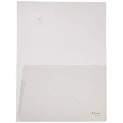 Image of Esselte Bag of 5 Double Pocket folders in PP 18/100e 2 Pockets A4 Sheets or 1 A3 Sheet Transparent grainé