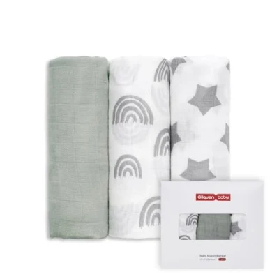 Image of GLLQUEN BABY Muslin Squares Cloth for Baby, 3pack 70cm x Cotton Burp Cloths Newborn, Absorbent &amp; Breathable and Ideal to Clean, Wipe Cover Newborns