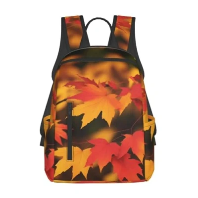 Image of UENFFKDAP Red Maple Leaves School Backpacks, Leisure Work Backpacks. Travel Laptop Bags. Unisex.