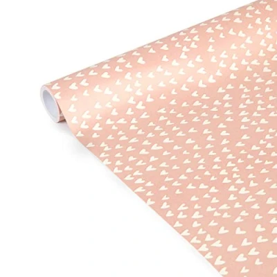 Image of Clairefontaine Ref 223862C Tiny Rolls Wrapping Paper (Single Roll) 35cm Width x 5m Length, 80gsm With a Matt Coating Trendy Hearts Design