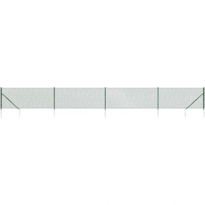 Image of vidaXL Chain Link Fence with Spike Anchors Green 0.8x10 m