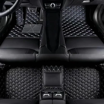 Image of Car Leather Floor Mats for Nissan Qashqai 2016 2017 2018 2024 RHD, All Weather Waterproof Non Slip Full Covered Carpet Protection, Mat, Matts Accessories,G Black+Beige