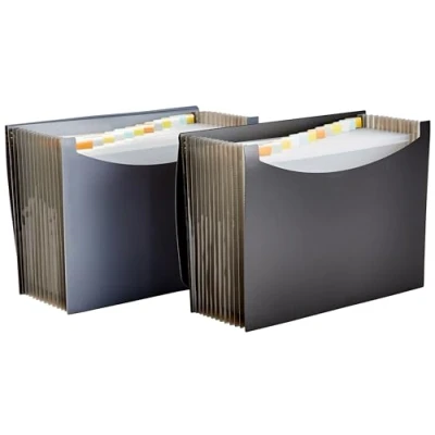 Image of Amazon Basics Expanding File, A4 Size, 2 Pack, Black &amp; Gray