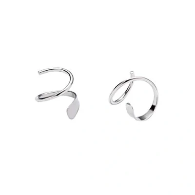 Image of Minimalist Ear Climber Crawler Cuff Earrings for Women Girls Sterling Silver Cartilage Earlobe Piercing Wrap Earring Studs Hypoallergenic