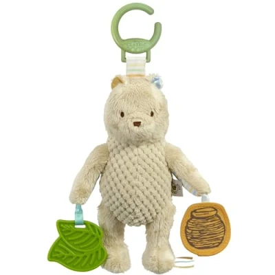 Image of Rainbow Designs Disney Winnie the Pooh Pram Toy Early Development Activity Baby Sensory with Rattles, Squeaks, Textures &amp; Tags Teether