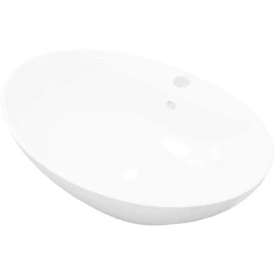 Image of vidaXL Luxury Ceramic Basin Oval with Overflow and Faucet Hole