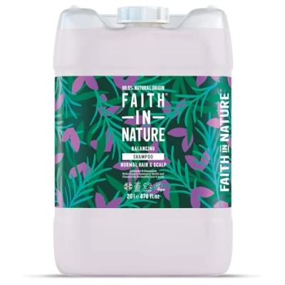 Image of Faith In Nature Natural Lavender &amp; Geranium Shampoo, Balancing for Normal Hair Scalp, Vegan Cruelty Free, No SLS, Silcones or Parabens, 20L Refill Pack