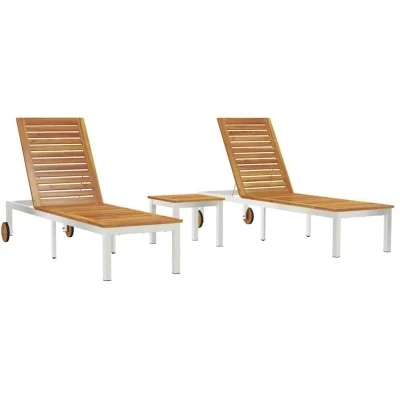 Image of vidaXL Sun Loungers 2 pcs with Table Solid Wood Acacia