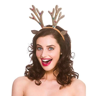 Image of Wicked Costumes Adult Glitter Reindeer Antlers on Headband