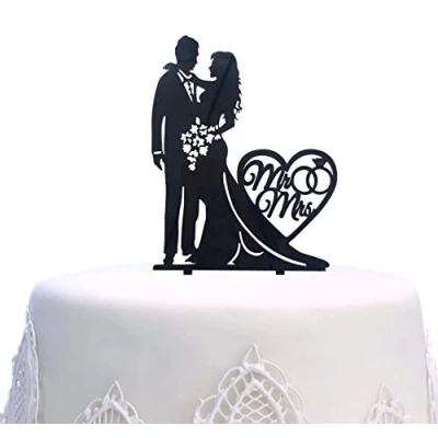 Image of Mr and Mrs Cake Topper Acrylic Love Wedding Funny Bride Groom