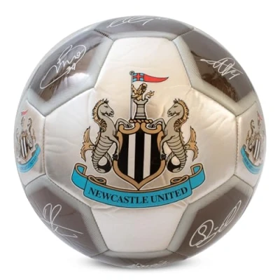 Image of Hy Pro Officially Licensed Newcastle United F.C. Signature Football Metallic, Size 5, NUFC, Training, Match, Merchandise, Collectible For Kids and adults