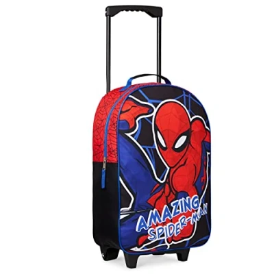 Image of Marvel Kids Suitcase Foldable Trolley Bag 47 x 30cm, 2 Wheels Extendable Handle Boys Gifts (Multicolor Spiderman)