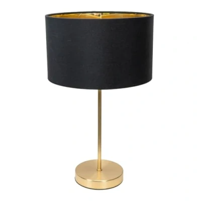 Image of ValueLights Charlie Gold Stem Table Lamp with Black &amp; Inner Shade Lamps, Home Décor Improvement Essential