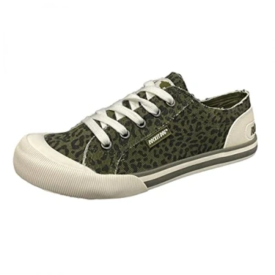 Image of Rocket Dog Jazzin Canvass Flat Lace Up Trainers 3 UK Bengal Olive