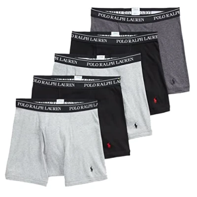 Image of POLO RALPH LAUREN Classic Fit Boxer Briefs 5 Pack (Grey Assorted), Grey Assorted, XXL