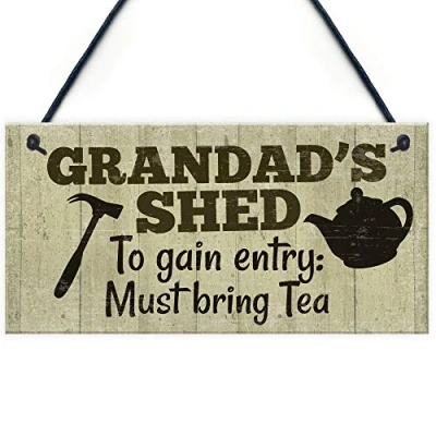 Image of RED OCEAN Grandad&#039;s Shed Plaque Garden Summer House Sign Dad Fathers Day Grandparent Gift For Him