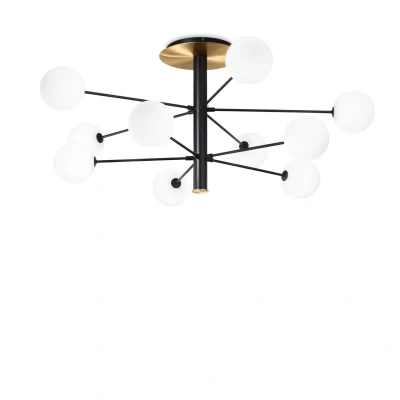 Image of Cosmopolitan 10 Arm Multi Semi Flush Ceiling Light Black