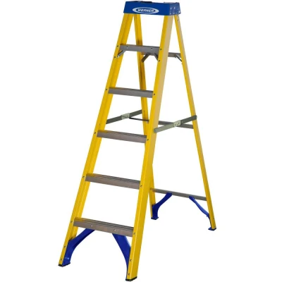 Image of Werner 6 Tread Trade Fibreglass Step Ladder BS 2037 EN131 Professional