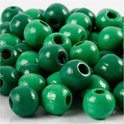 Image of Wooden beads, D: 10 mm, green, 20g, approx. 70 pc