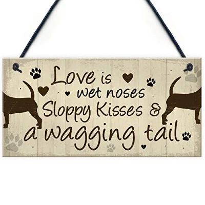 Image of RED OCEAN Dog Signs And Plaques Funny Sign For Home Pet Gift Keepsake Decor
