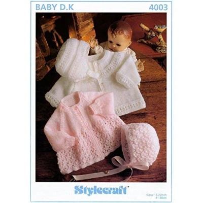 Image of Stylecraft Baby Wondersoft DK Jacket, Bonnet &amp; Helmet Knitting Pattern 4003