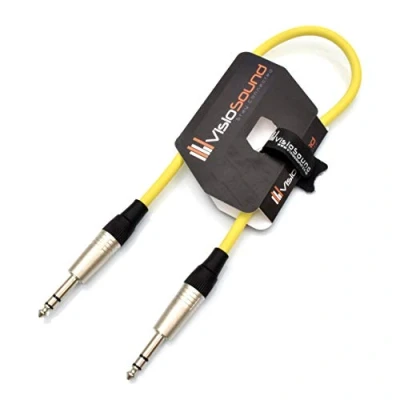 Image of VisioSound 6.35mm 1/4&quot; Stereo TRS Jack to Lead/Balanced Signal Audio Patch Cable (0.5m, Yellow)