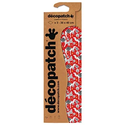 Image of Décopatch Ref C826C Red &amp; White Camel Print Paper Pack Each Sheet 30 x 40cm, of 3 Sheets Best Used With Décopach Glue Varnish,