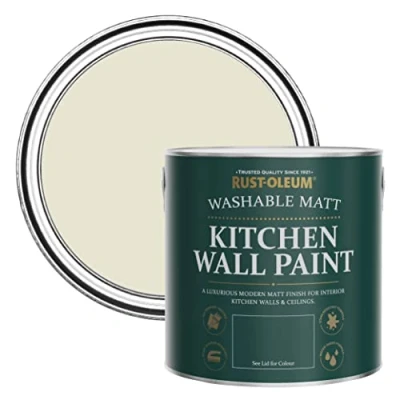 Image of Rust Oleum Grey Washable Kitchen Wall Paint in Matt Finish Oyster 2.5L