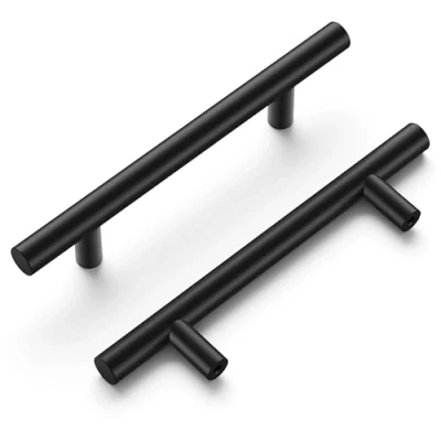 Image of Hickory Hardware 10 Pack Kitchen Cabinet Handles, Drawer Pulls for Doors &amp; Dresser Drawers, Bathroom, 3 3/4 Inch (96mm) Center to Center, Matte Black, Heritage Collection