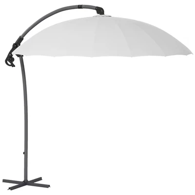 Image of Outsunny 2.7m Cantilever Parasol with Cross Base, Banana Crank Handle and 16 Fibreglass Ribs, Round Hanging Patio Umbrella for Outdoor Pool, Garden, Balcony, Grey