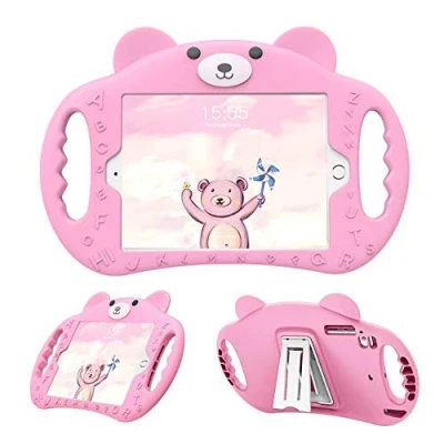 Image of PZOZ iPad Mini Case Kids Shock Proof Handle Stand Cover for Apple 7.9 Inch 1/2/3/4 Generation Tablet ShockProof 1st/2nd/3rd/4th Gen Boys and Girls Children (Pink)