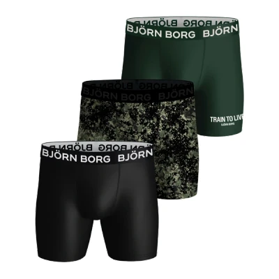 Image of Björn Borg Performance 3 PACK Pants, Men&#039;s, Size: XL, Black/green