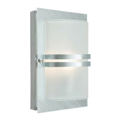Image of 1 Light Outdoor Frosted Flush Wall Galvanised IP54, E27