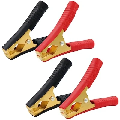 Image of HuaLiSiJi Jump Lead Clamps 100A Car Battery Alligator Clips Jumper Cable Pure copper, with Insulating Sheath For Cars,Trucks, Ships (100A 4PCS)