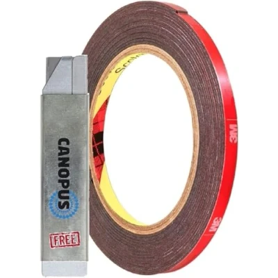 Image of CANOPUS Double Sided Tape 3M Heavy Duty VHB 5952 (6.35mm x 4.5m) Waterproof for Automotive, Indoor, Outdoor use, LED Strip Lights