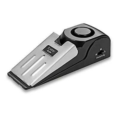 Image of Mengshen Mini Wireless Vibration Triggered Wedge Shaped Door Stopper Alert Home Security System Stop Alarm Block Blocking Black(Pack of 1) MS M68