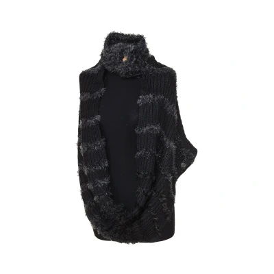Image of Buff Womens Knitted collar and Infinity fur with high button detail 67800 woman Black One Size
