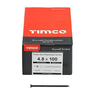 Image of TIMco 00100DRYC PH2 Philips Coarse Drywall Screw 4.8 x 100 Black (Box of 500)