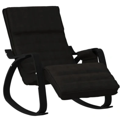 Image of vidaXL Rocking Chair Black Fabric Lounge Rocker with Birch Wood Frame for Living Room, Bedroom, Office Modern Stylish Relaxing Seating