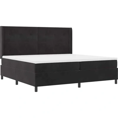 Image of Box Spring Bed with Mattress Black 200x200 cm Velvet Vidaxl
