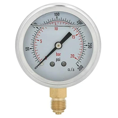 Image of Pressure Gauge, Machinery Y60 Radial Oil Filled Gauge Manometer TS PGG604 20bar 1/4BSP Measurement