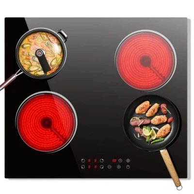 Image of 4 Zone Electric Hob, Nefaracy 60cm Ceramic Hob 6000W, Built in with Touch Control, Timer, Safety Lock, 220V Hard Wire