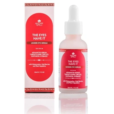 Image of Nature Spell Anti Aging Eye Serum with Watermelon &amp; Goji Berries 30 ml Targets Dark Circles, Puffiness bags Wrinkle Cream 100% Vegan Made in the UK