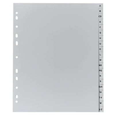 Image of Exacompta Ref. 1920B 1 Gray recycled PP alphabetical printed dividers AZ (German alphabet) 20 positions A4 Maxi