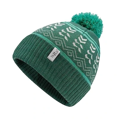 Image of Rab Khroma Bobble Beanie Pom Hat for Skiing, Trekking, &amp; Casual Use Green Slate/Glacier Blue One Size