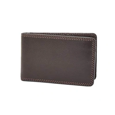 Image of Soft Real Leather Credit Card Holder Oyster Bus Pass ID Bifold Slim Wallet AV5 (Brown)